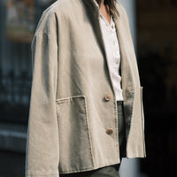 Lapel Short Coat - SS26 - Washed Tan