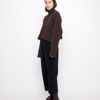 Oversized Ribbed V-Neck - Brown