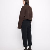 Oversized Ribbed V-Neck - Brown