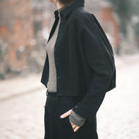 Signature 3/4 Cropped Shirt Jacket - Brushed Canvas Edition - Black