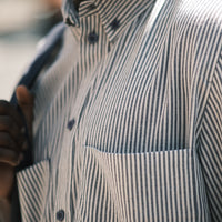 Striped Double Pockets Shirt - SS26 - Navy Stripes