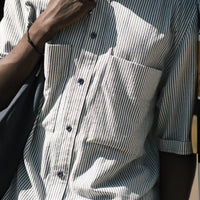 Striped Double Pockets Shirt - SS26 - Navy Stripes