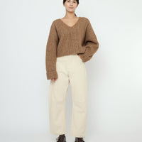 Chunky V-Neck Sweater - FW25 - Caramel Brown