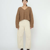 Chunky V-Neck Sweater - FW25 - Caramel Brown