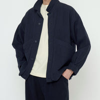 Signature Panel Pockets Shirt Jacket - Textured Edition - Navy
