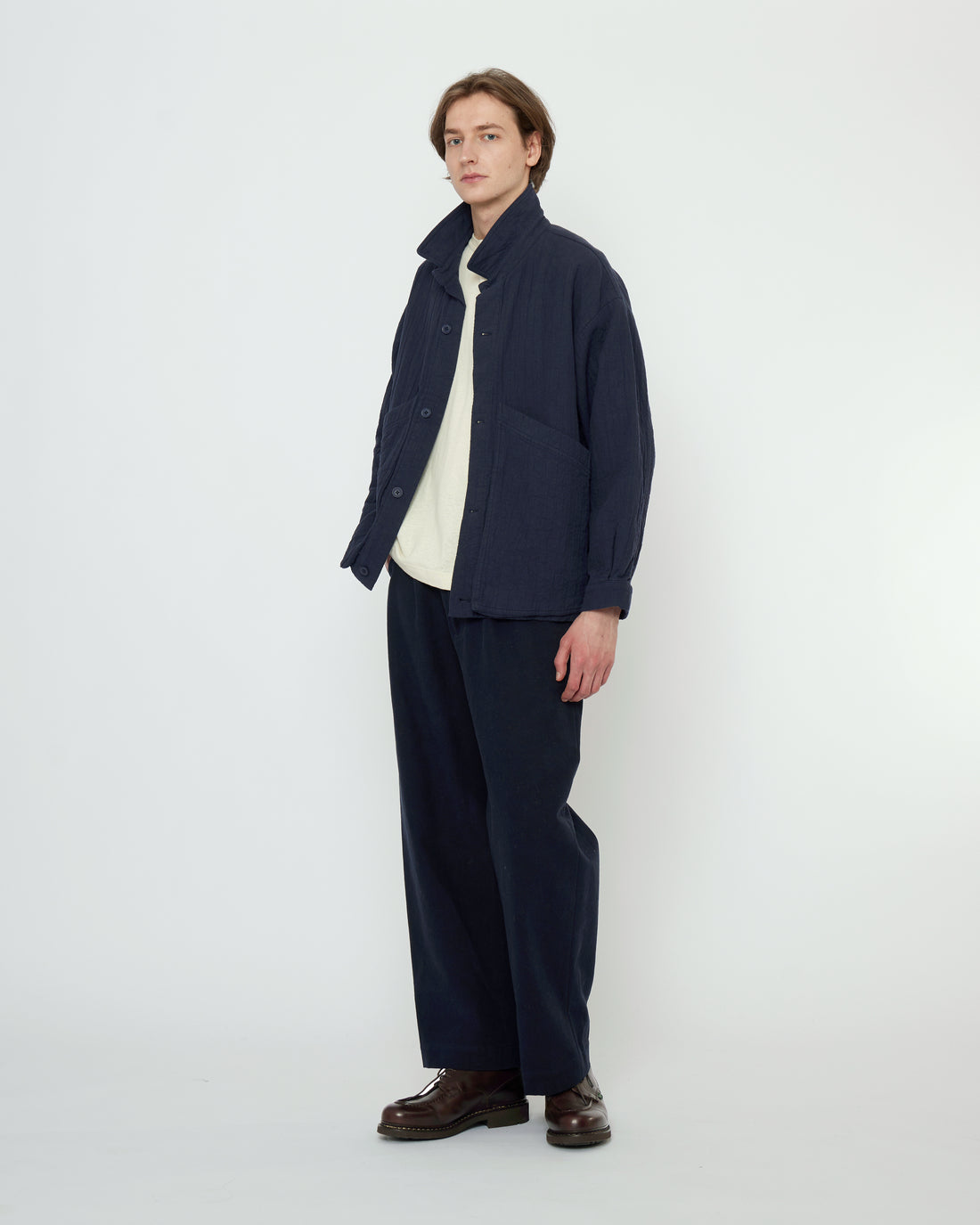 Signature Panel Pockets Shirt Jacket - Textured Edition - Navy