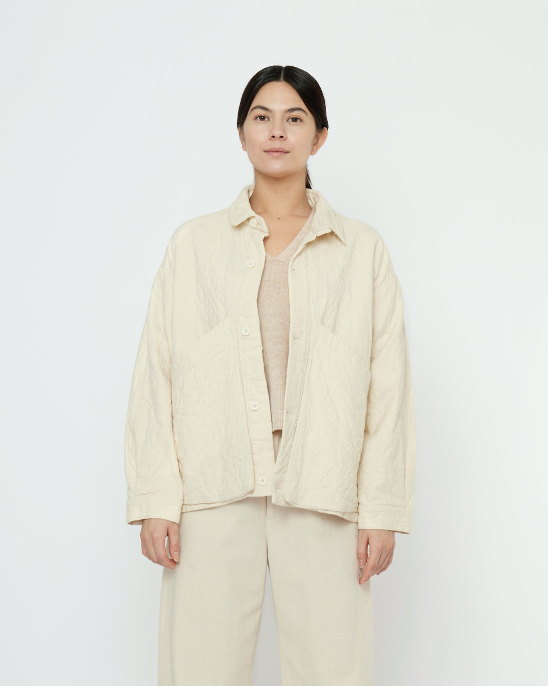 Signature Panel Pockets Shirt Jacket - Textured Edition - Bone