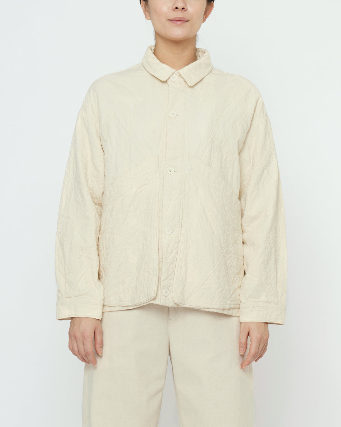 Signature Panel Pockets Shirt Jacket - Textured Edition - Bone