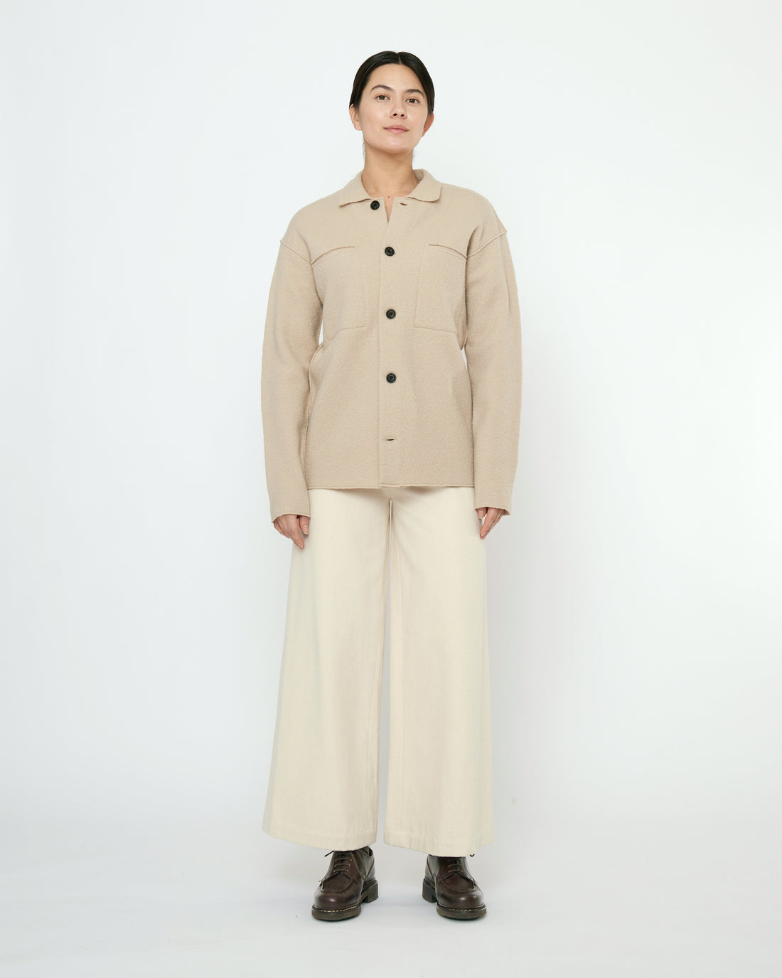 Boiled Wool Shirt Jacket - FW25 - Sand Beige