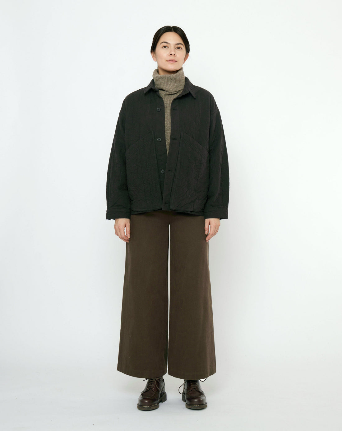 Signature Panel Pockets Shirt Jacket - Textured Edition - Black