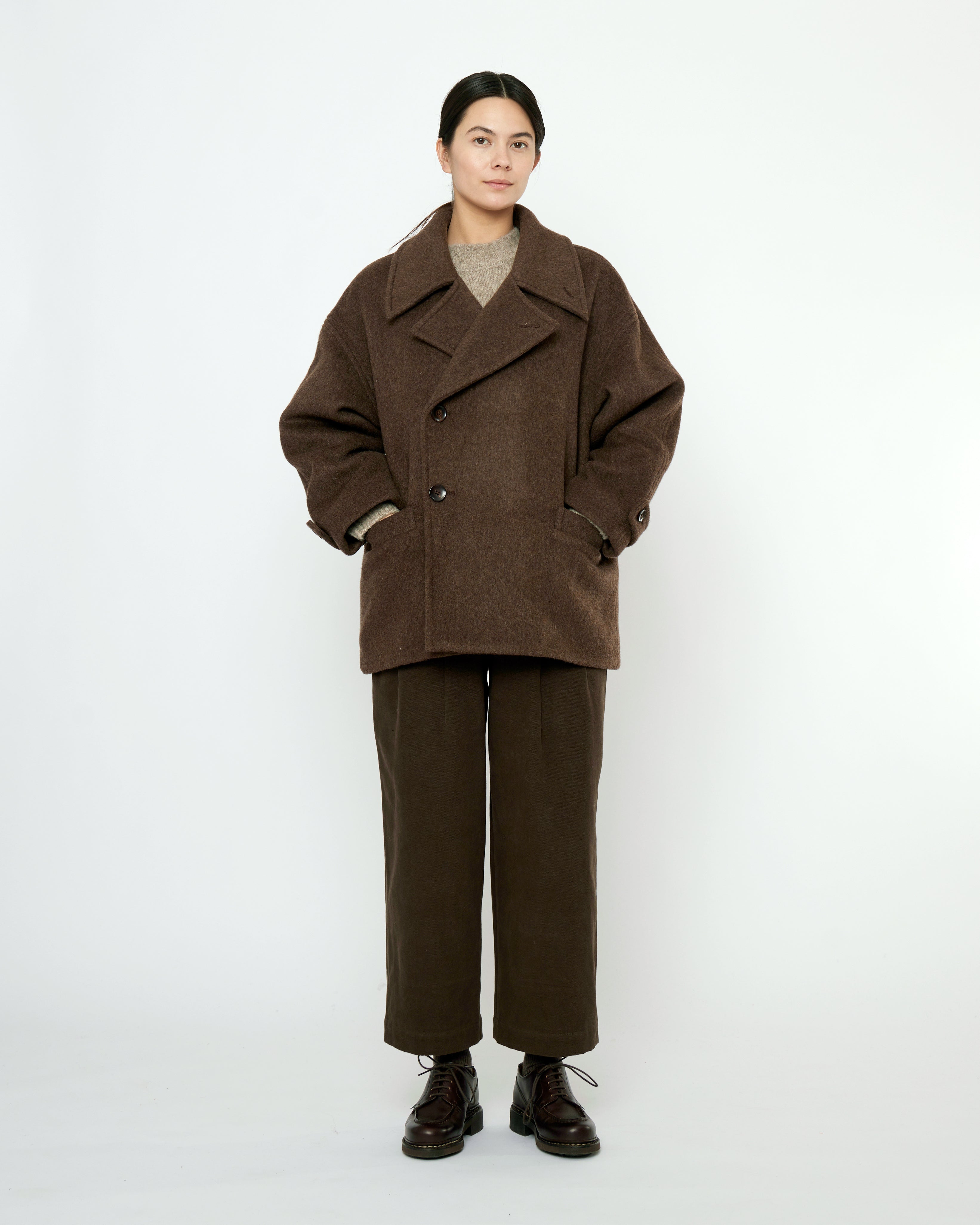 Double Breasted Short Wool Coat - FW25 - Walnut – 7115 by Szeki