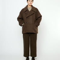 Double Breasted Short Wool Coat - FW25 - Walnut