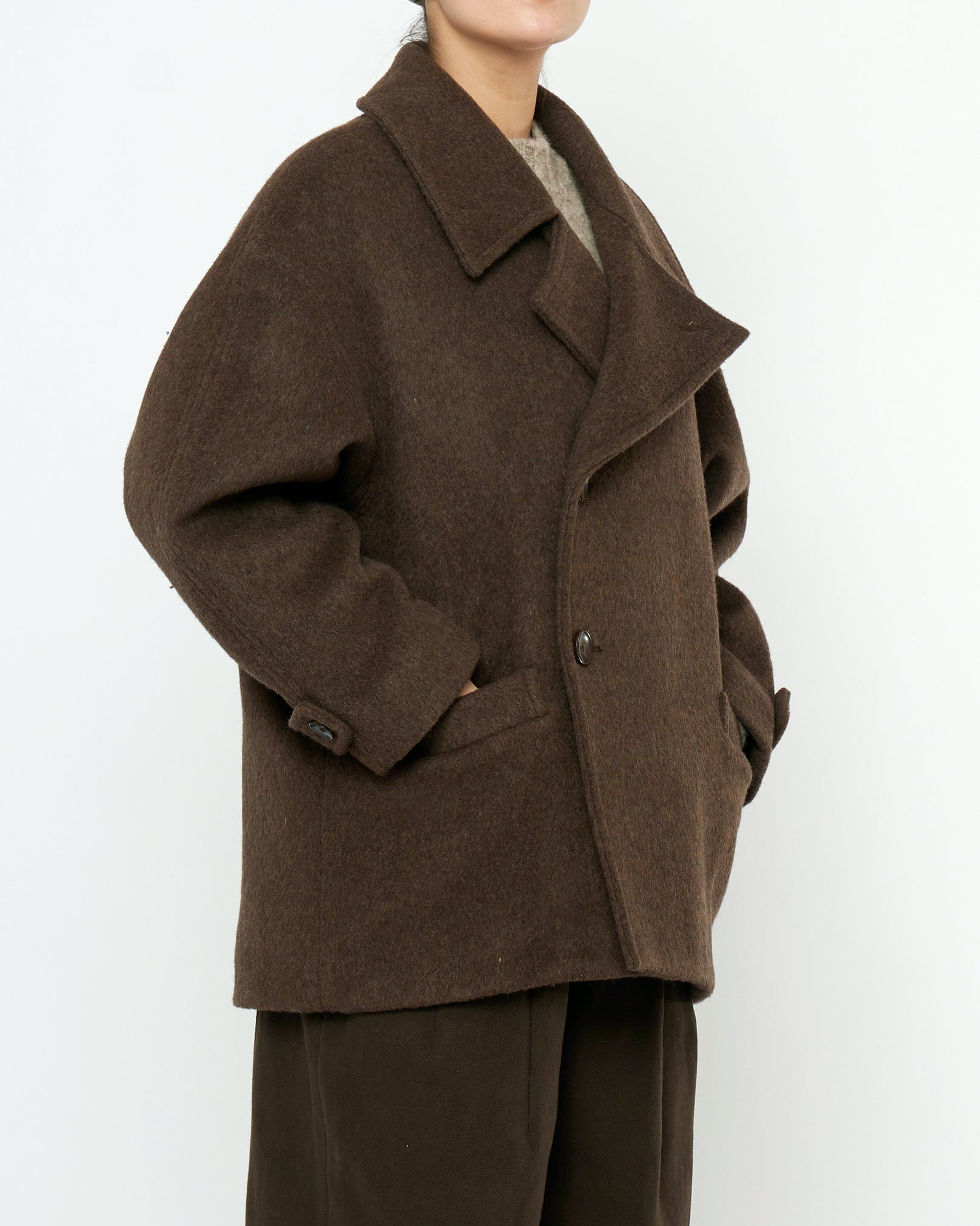 Double Breasted Short Wool Coat - FW25 - Walnut – 7115 by Szeki