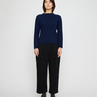 Mock Neck Ribbed Long Sleeves - FW26 - Navy