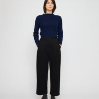 Mock Neck Ribbed Long Sleeves - FW26 - Navy