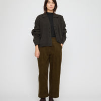 Collared Cropped Cardigan - FW26 - Olive Brown