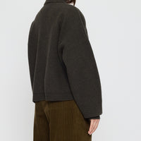 Collared Cropped Cardigan - FW26 - Olive Brown