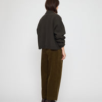 Collared Cropped Cardigan - FW26 - Olive Brown