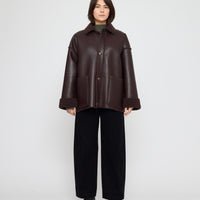 Faux Leather Shearling Jacket - FW26 - Chestnut Brown