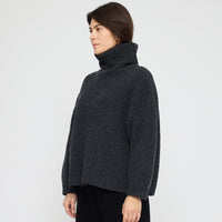 Chunky Ribbed Turtleneck Sweater - FW26 - Charcoal