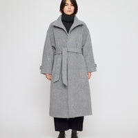 Tall Collar Long Wool Coat - FW26 - Light Gray