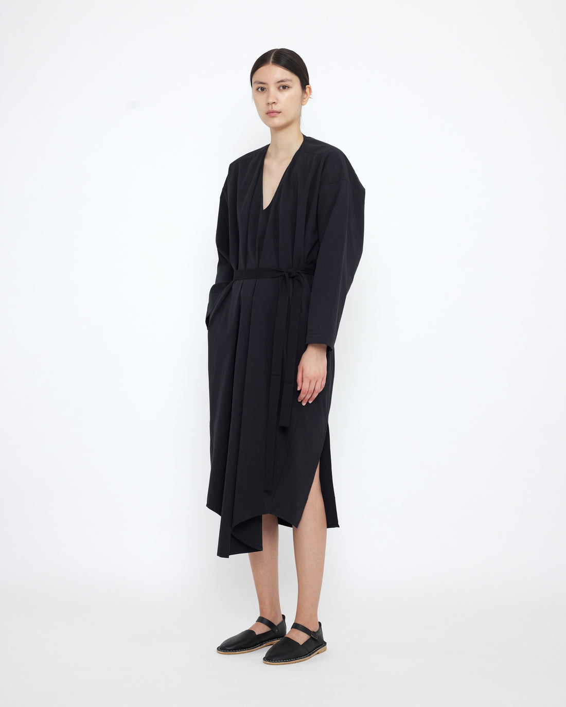 V-Neck Cocoon Midi Dress - SS25 - Black