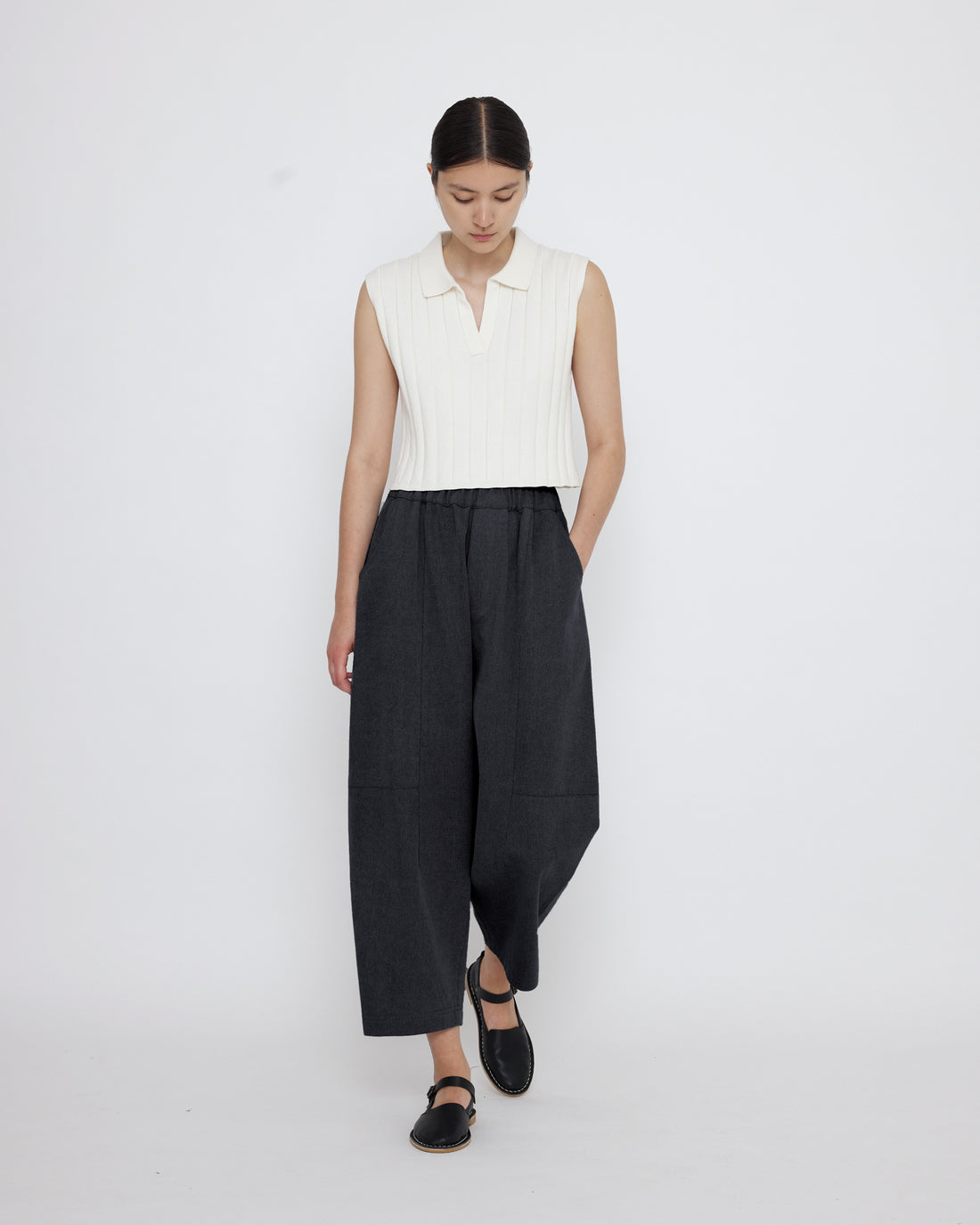 Collared Ribbed Vest - SS25 - White