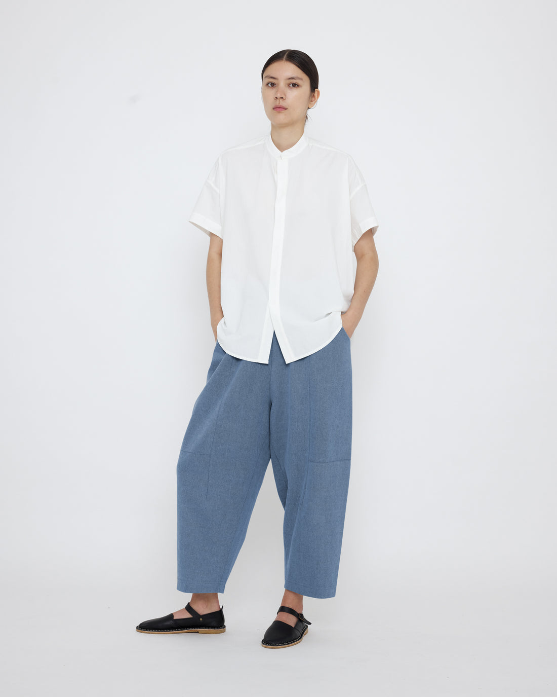 Mandarin Cocoon Short Sleeves Shirt - SS25 - Off-White