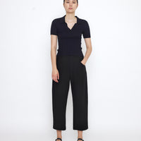 Collared V-Neck Fine Knit - SS25 - Navy