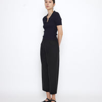 Collared V-Neck Fine Knit - SS25 - Navy
