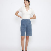 Collared V-Neck Fine Knit - SS25 - White