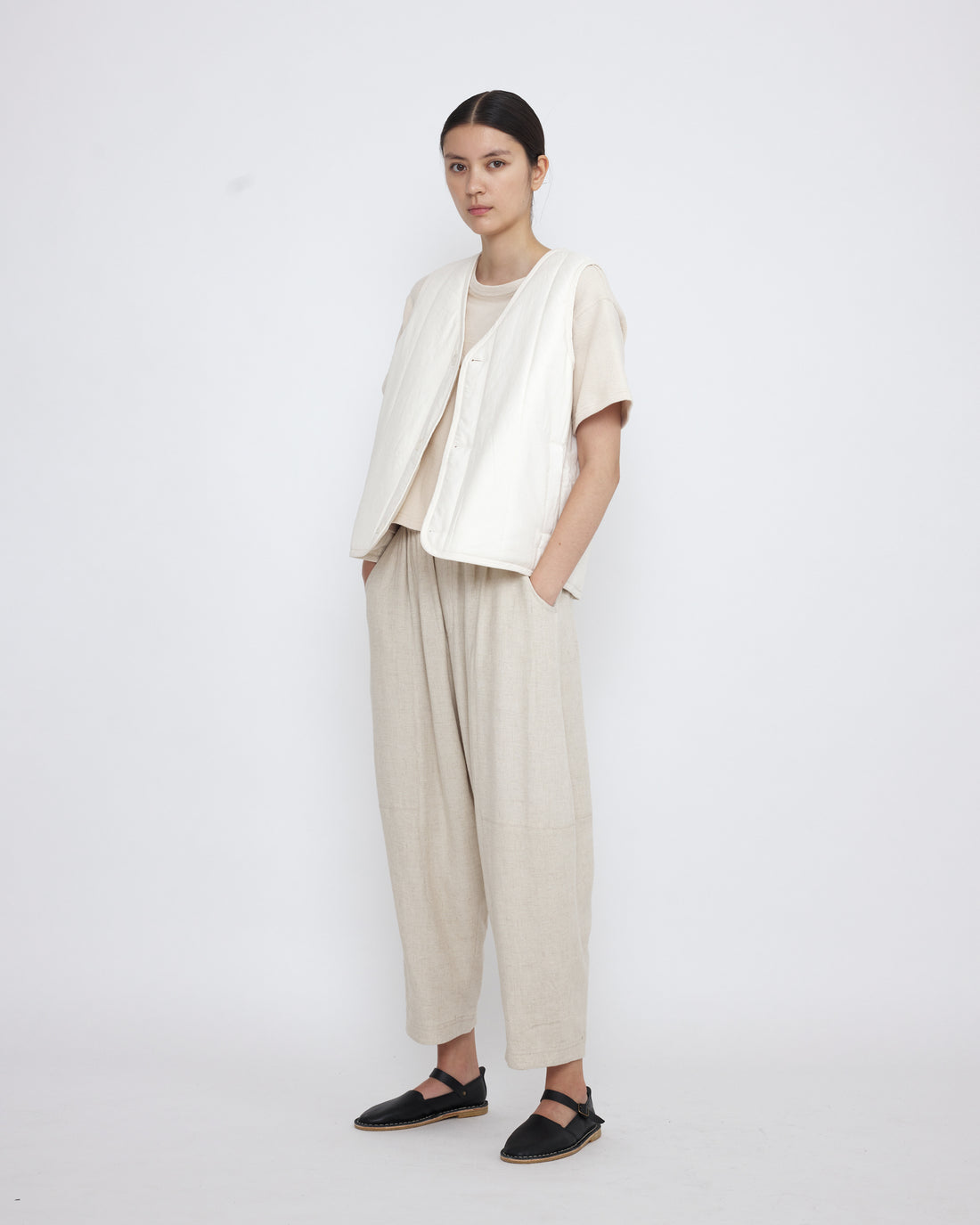 Reversible Quilted Vest - SS25 - Antique White