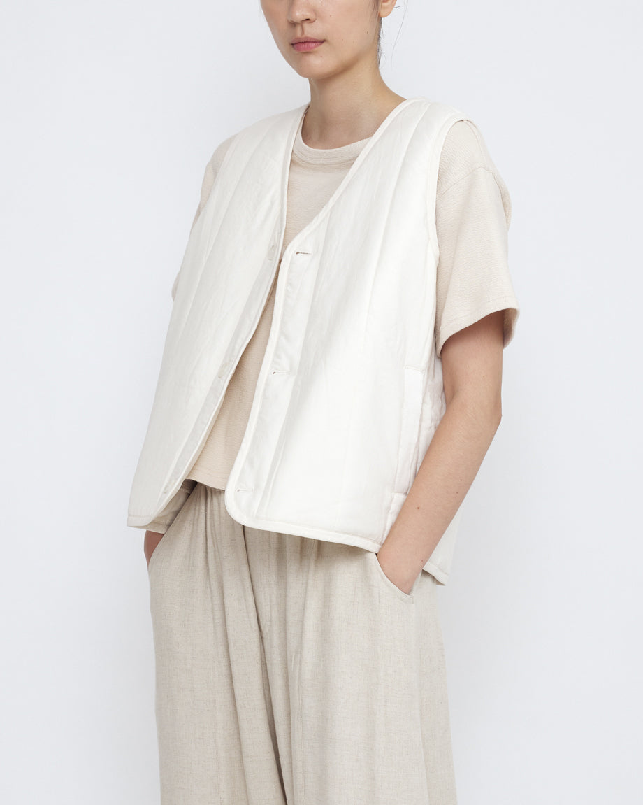 Reversible Quilted Vest - SS25 - Antique White