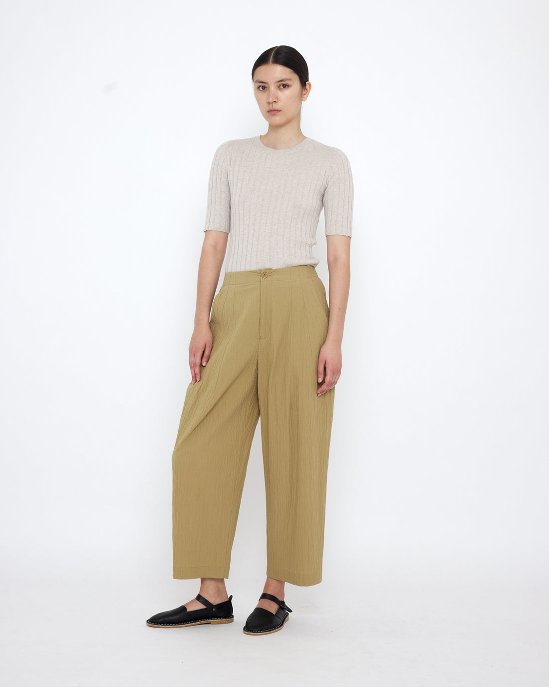 Signature Pleated Trouser - Textured Edition - Textured Dijon