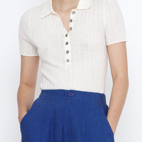 Collared Ribbed Fine Knit - SS25 - White