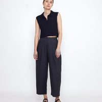 Collared Ribbed Vest - SS25 - Navy