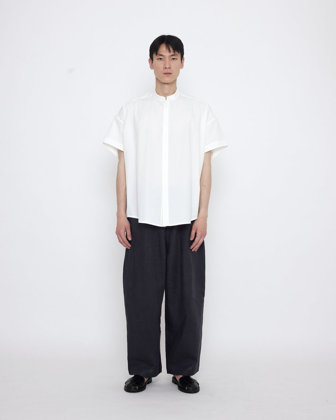 Mandarin Cocoon Short Sleeves Shirt - SS25 - Off-White