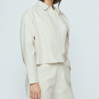 Signature 3/4 Cropped Shirt Jacket - Canvas Edition - Oatmeal