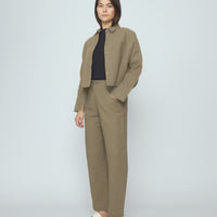 SIgnature 3/4 Cropped Shirt Jacket - Canvas Edition - Moss Brown