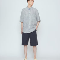 Striped Double Pockets Shirt - SS26 - Navy Stripes
