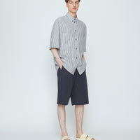 Striped Double Pockets Shirt - SS26 - Navy Stripes