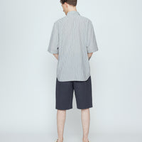 Striped Double Pockets Shirt - SS26 - Navy Stripes