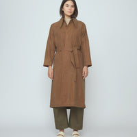Spring Trench Overcoat - Waxed Edition - SS26 - Pecan Brown