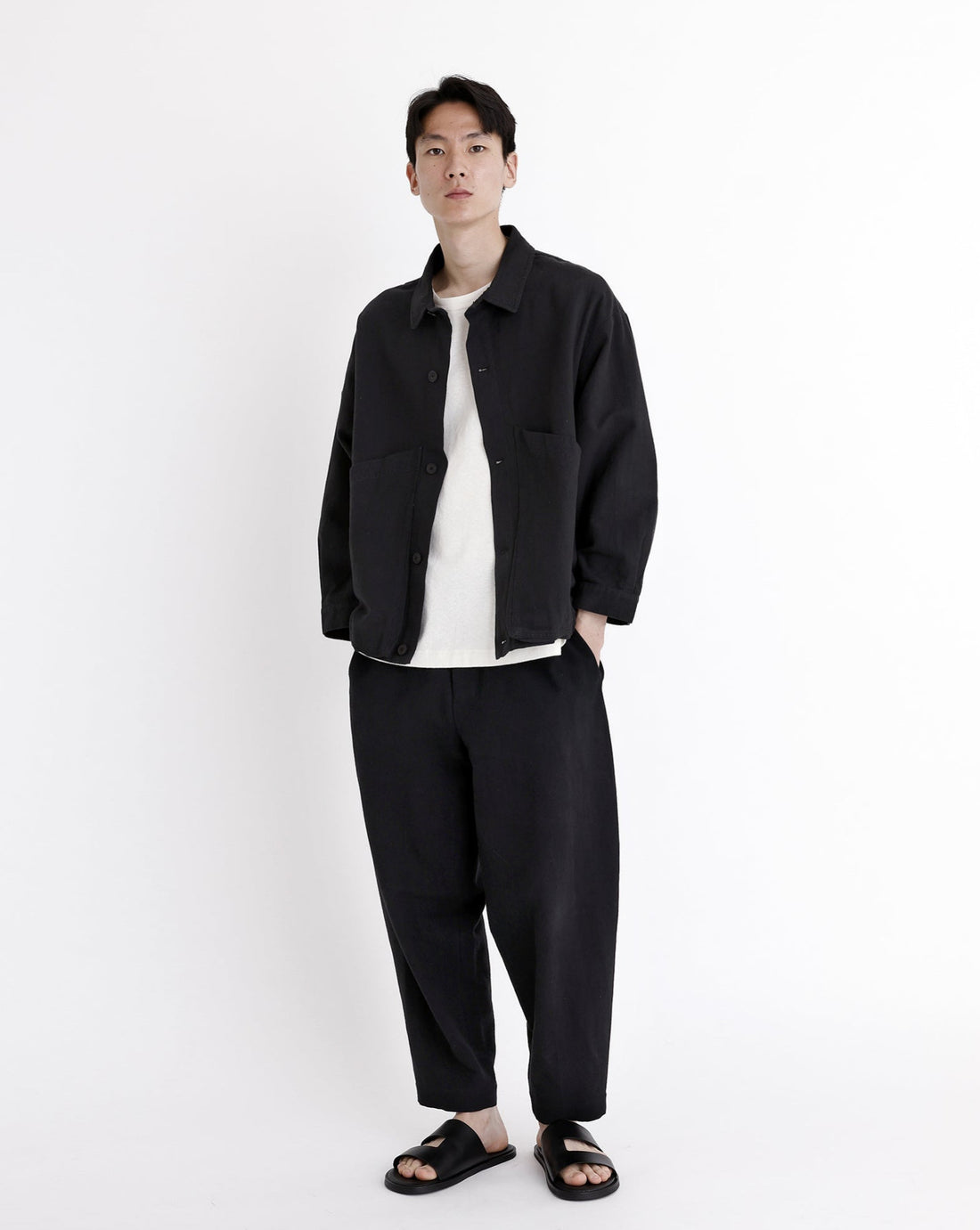 Signature Panel Pockets Shirt Jacket - Black