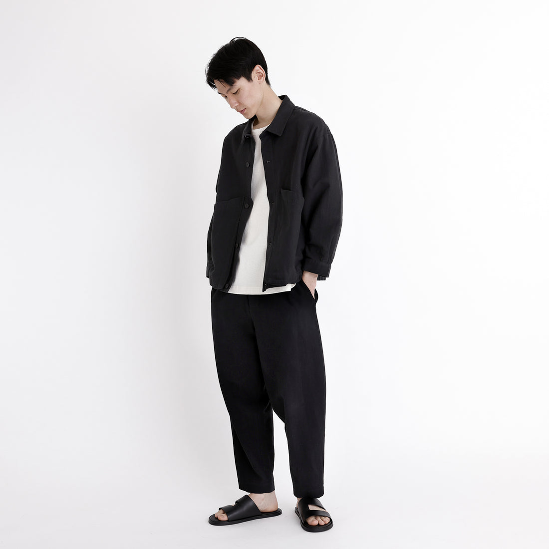 Signature Panel Pockets Shirt Jacket - Black