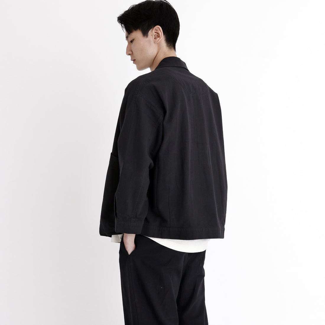 Signature Panel Pockets Shirt Jacket - Black