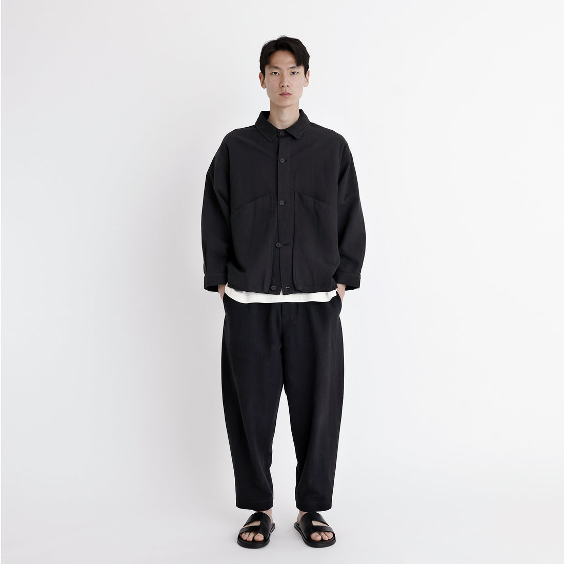 Signature Panel Pockets Shirt Jacket - Black