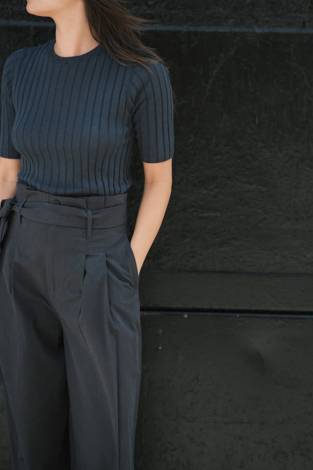 Ribbed Short Sleeves - SS26 - Stone Navy