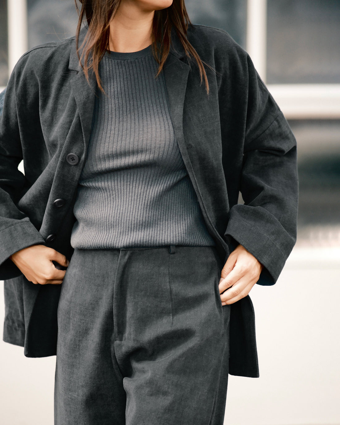 Oversized Blazer - SS26 - Charcoal Black