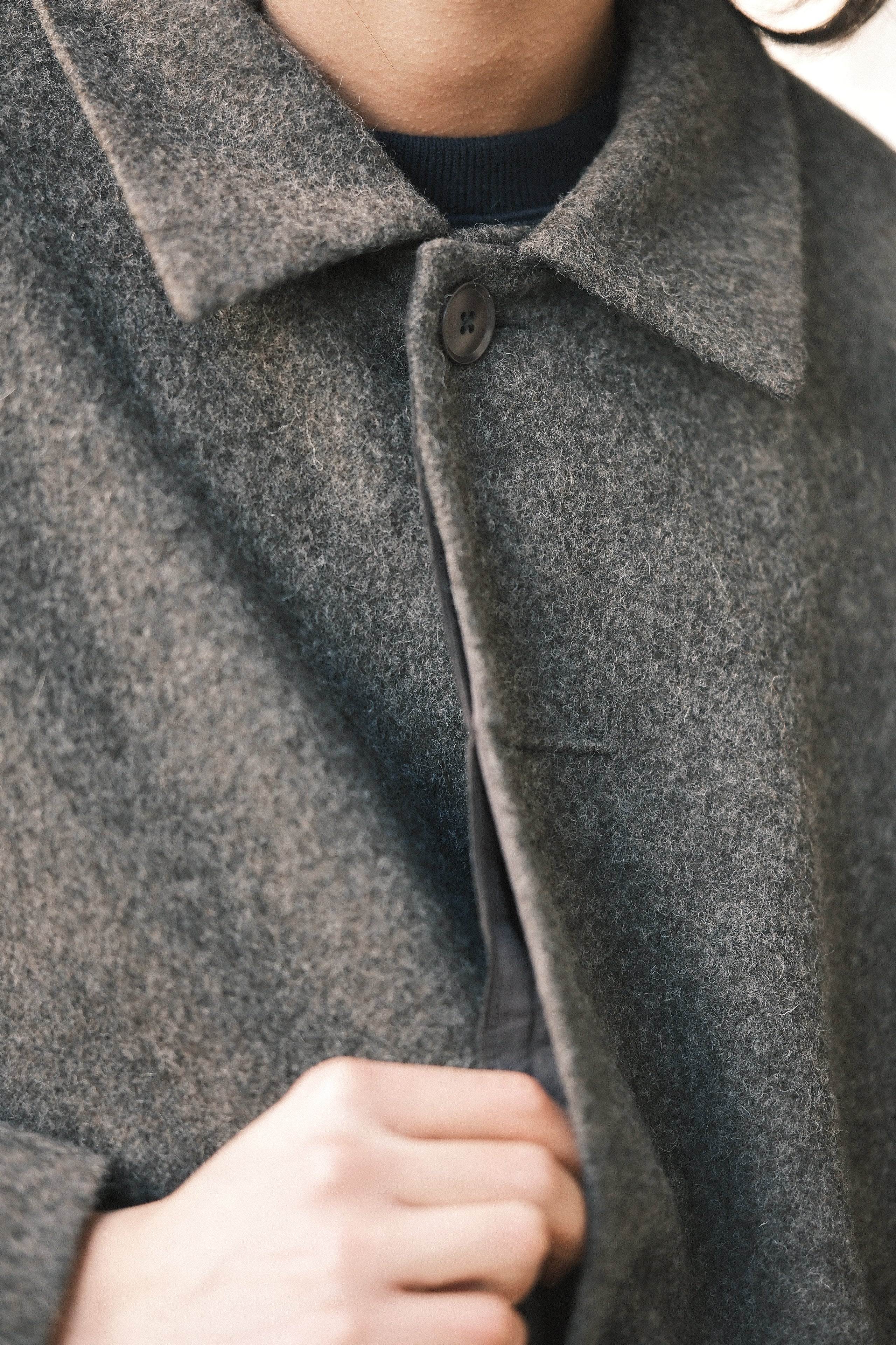 Cuffed Wool Coat - FW25 - Heathered Pebble
